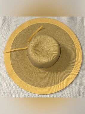 HBY Heather Tan Gold Floppy Straw Sun Hat